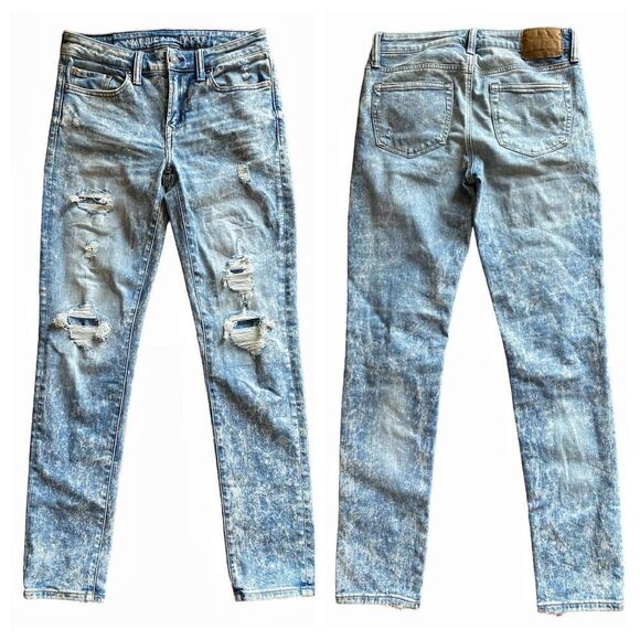 American Eagle Ripped Skinny Jeans AirFlex Distressed Men’s 30 Waist - Picture 3 of 8